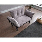 Divanetto Futon a 2 Posti, Telaio Pieghevole in Metallo – Blu / Marrone / Grigio / Rosso / Nero / Senape / Beige