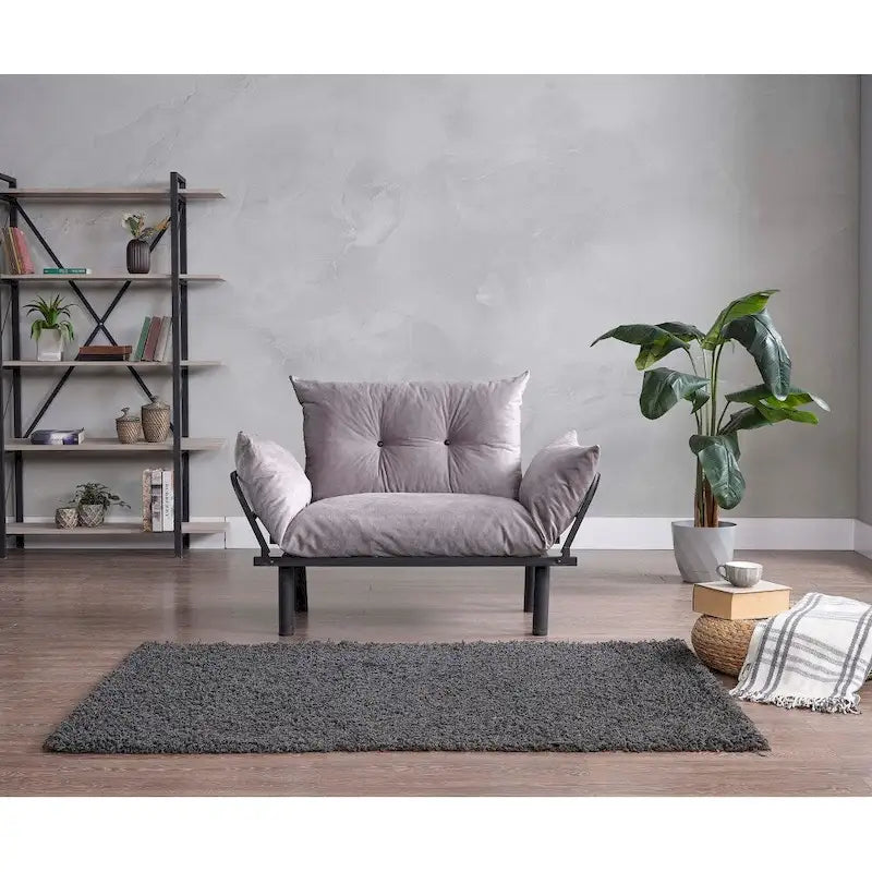 Divanetto Futon a 2 Posti, Telaio Pieghevole in Metallo – Blu / Marrone / Grigio / Rosso / Nero / Senape / Beige
