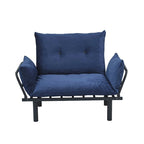 Divanetto Futon a 2 Posti, Telaio Pieghevole in Metallo – Blu / Marrone / Grigio / Rosso / Nero / Senape / Beige