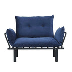 Divanetto Futon a 2 Posti, Telaio Pieghevole in Metallo – Blu / Marrone / Grigio / Rosso / Nero / Senape / Beige
