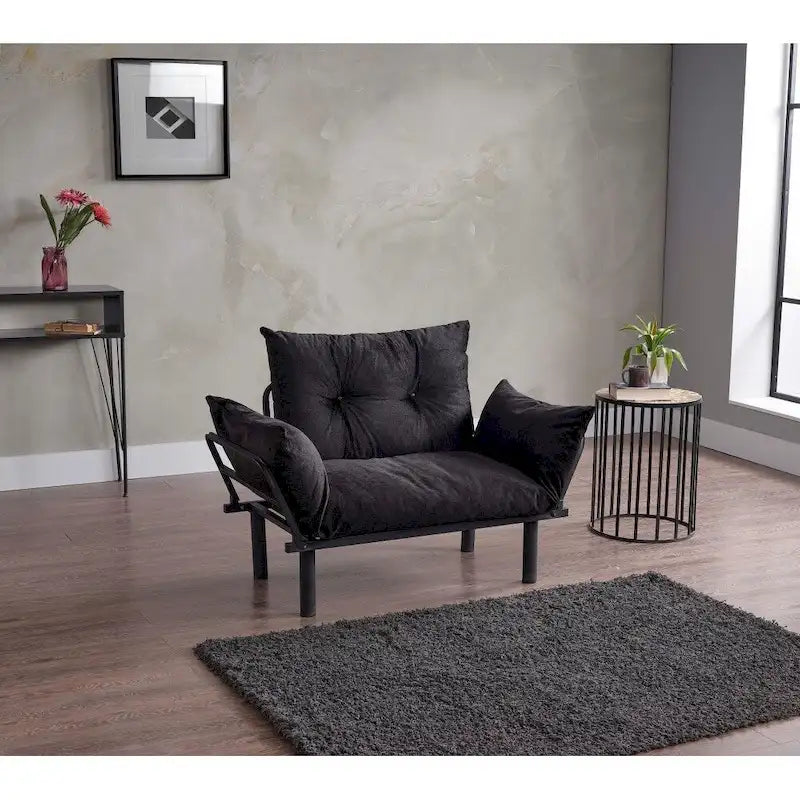 Divanetto Futon a 2 Posti, Telaio Pieghevole in Metallo – Blu / Marrone / Grigio / Rosso / Nero / Senape / Beige