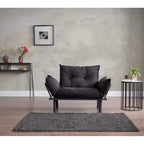 Divanetto Futon a 2 Posti, Telaio Pieghevole in Metallo – Blu / Marrone / Grigio / Rosso / Nero / Senape / Beige