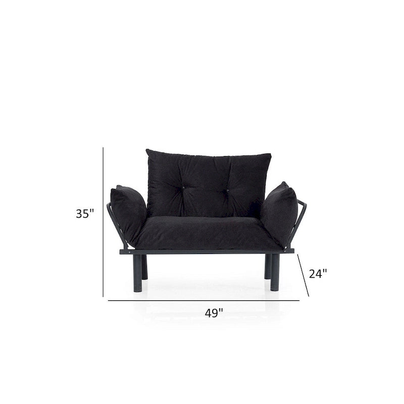 Divanetto Futon a 2 Posti, Telaio Pieghevole in Metallo – Blu / Marrone / Grigio / Rosso / Nero / Senape / Beige