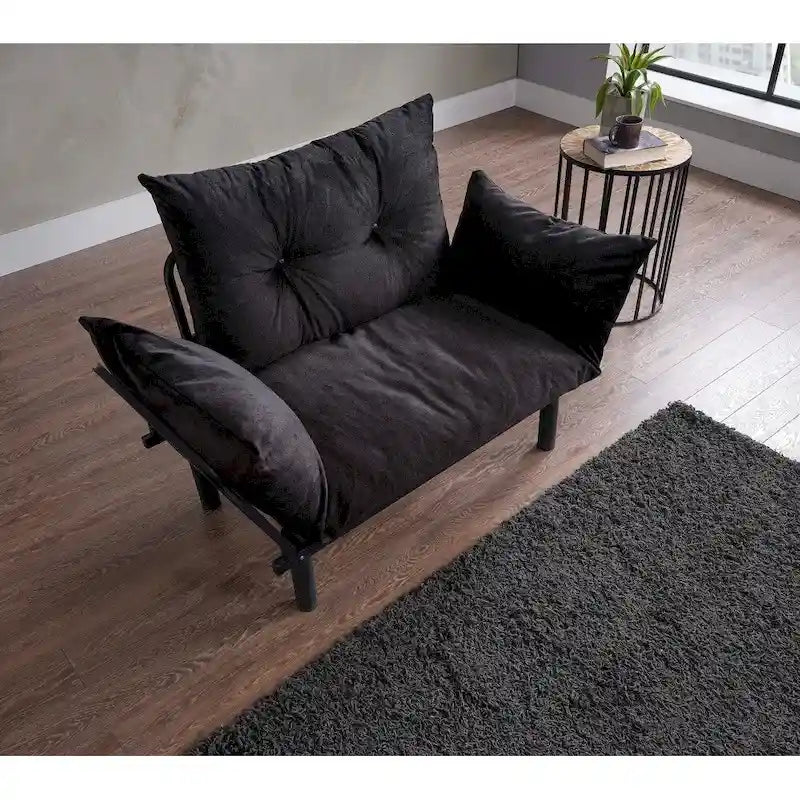 Divanetto Futon a 2 Posti, Telaio Pieghevole in Metallo – Blu / Marrone / Grigio / Rosso / Nero / Senape / Beige