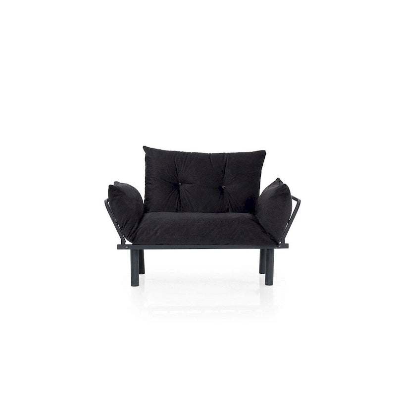 Divanetto Futon a 2 Posti, Telaio Pieghevole in Metallo – Blu / Marrone / Grigio / Rosso / Nero / Senape / Beige