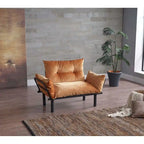 Divanetto Futon a 2 Posti, Telaio Pieghevole in Metallo – Blu / Marrone / Grigio / Rosso / Nero / Senape / Beige