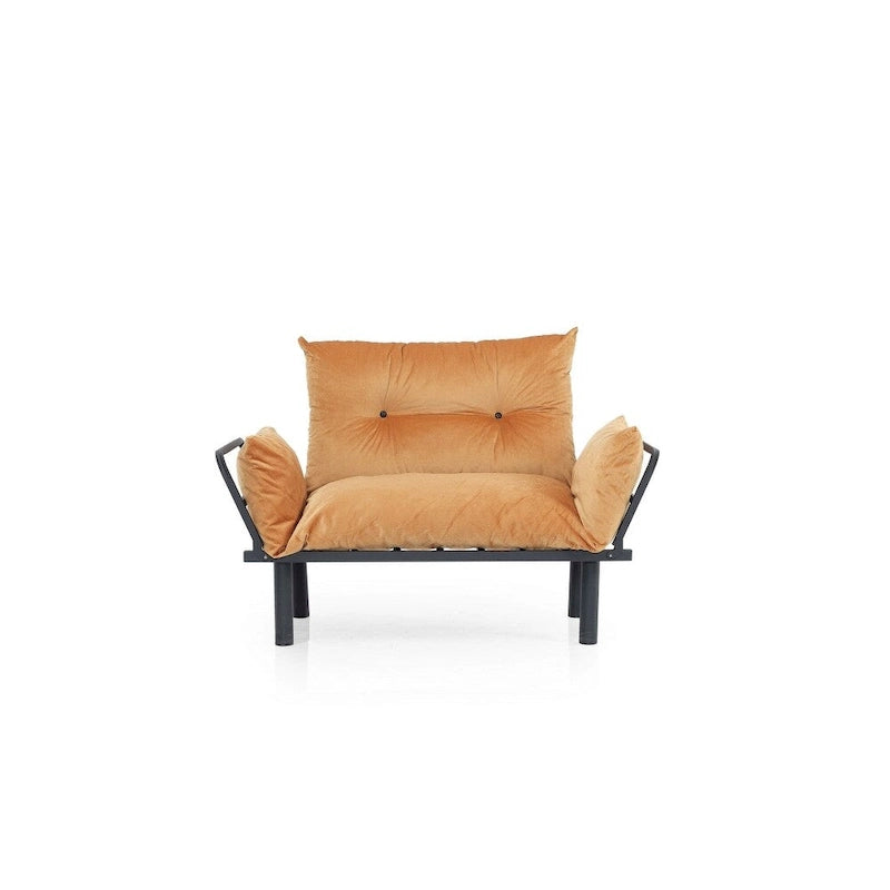 Divanetto Futon a 2 Posti, Telaio Pieghevole in Metallo – Blu / Marrone / Grigio / Rosso / Nero / Senape / Beige