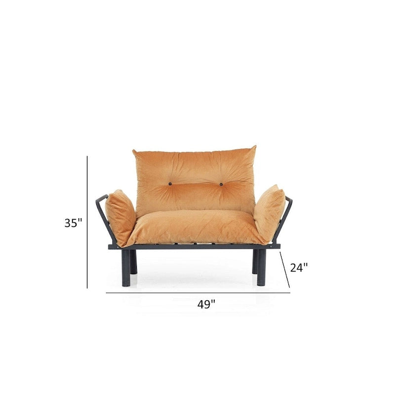 Divanetto Futon a 2 Posti, Telaio Pieghevole in Metallo – Blu / Marrone / Grigio / Rosso / Nero / Senape / Beige
