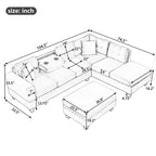 Divano componibile a L grigio chiaro/grigio con pouf contenitore e chaise longue reversibile, 2 posti