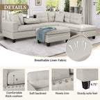 Divano componibile a L grigio chiaro/grigio con pouf contenitore e chaise longue reversibile, 2 posti