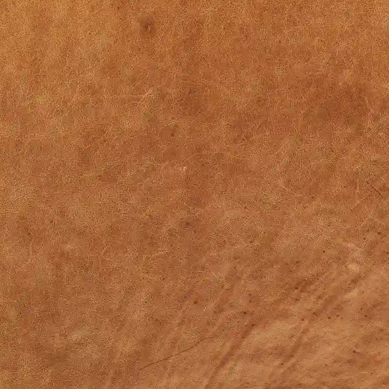 Poggiapiedi singolo quadrato trapuntato color cuoio con gambe in legno di noce