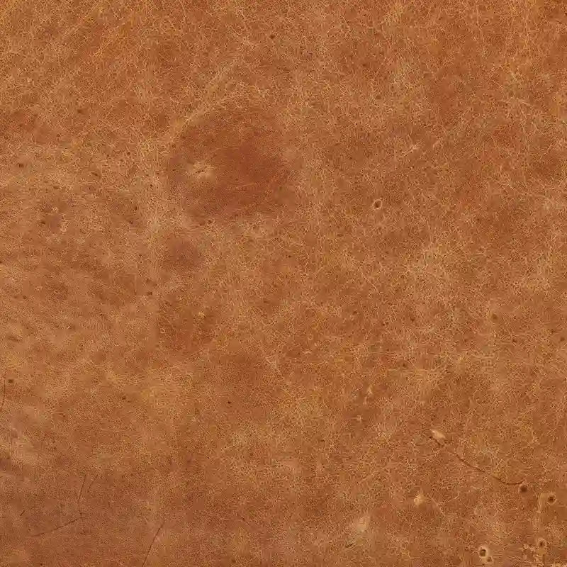 Poggiapiedi singolo quadrato trapuntato color cuoio con gambe in legno di noce