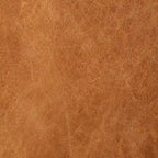 Poggiapiedi singolo quadrato trapuntato color cuoio con gambe in legno di noce