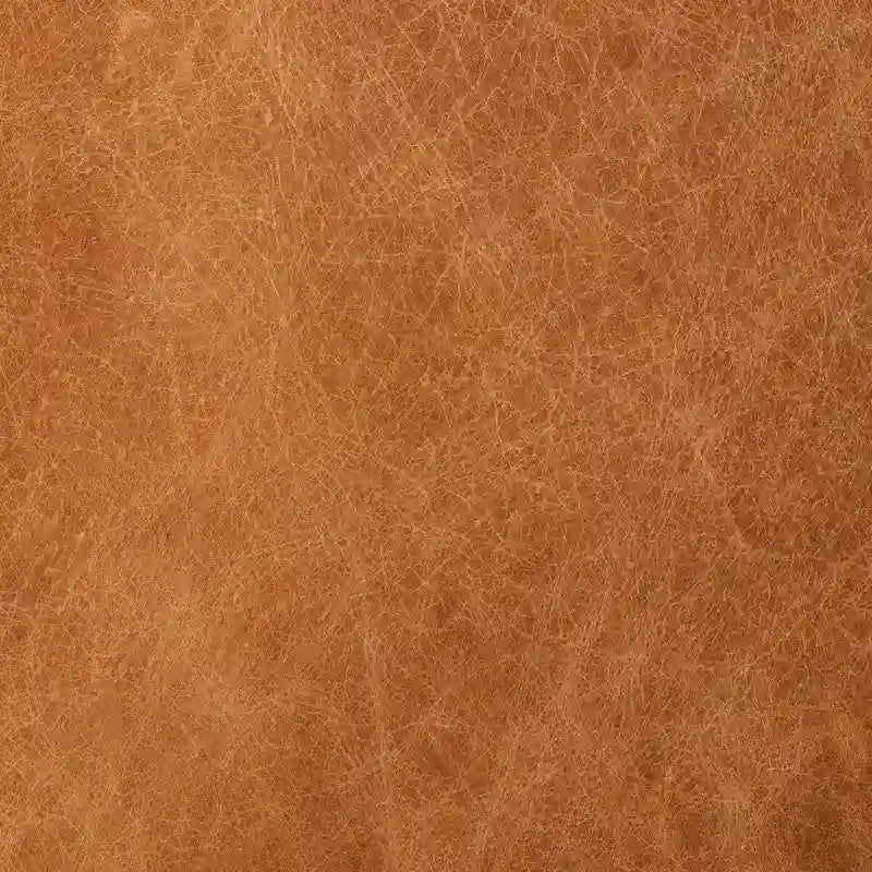 Poggiapiedi singolo quadrato trapuntato color cuoio con gambe in legno di noce