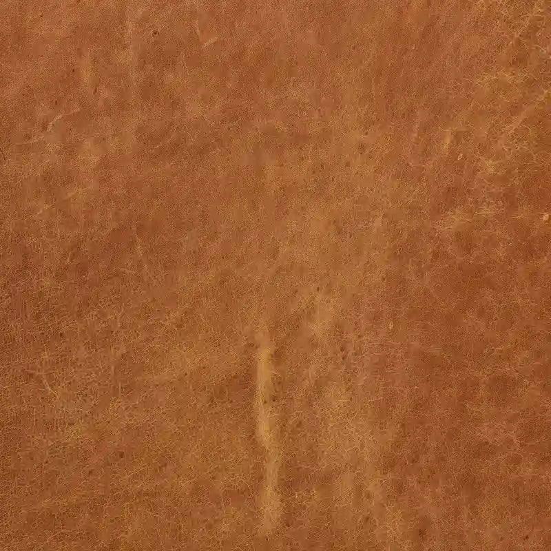 Poggiapiedi singolo quadrato trapuntato color cuoio con gambe in legno di noce
