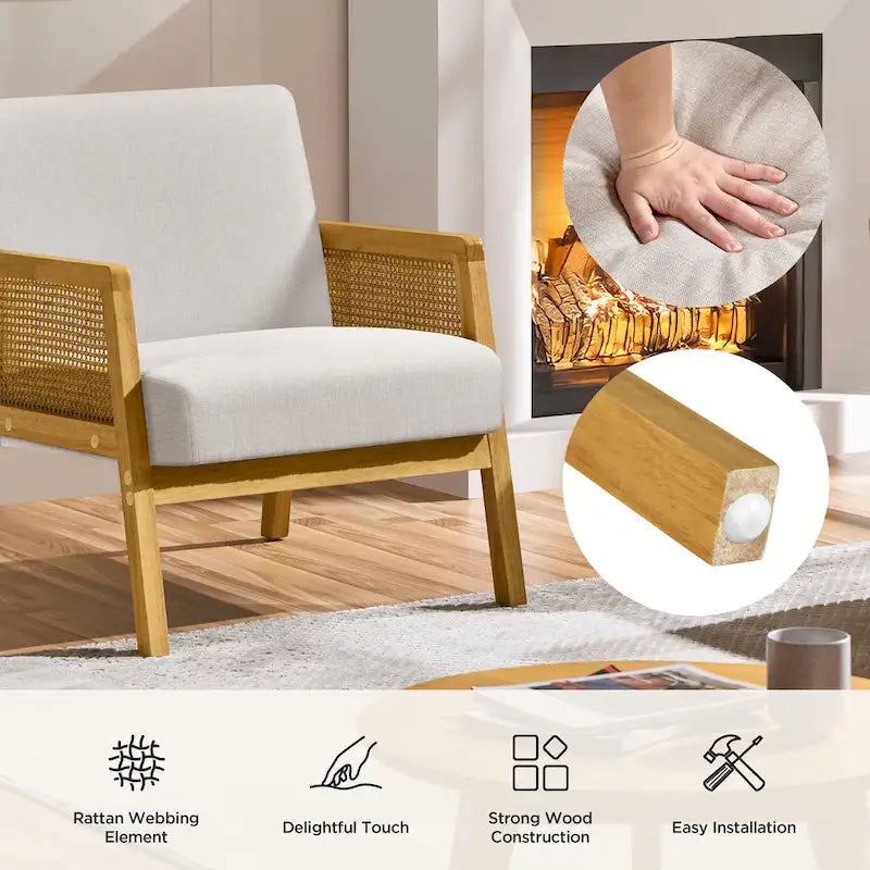 Fauteuil d'appoint moderne en tissu rembourré