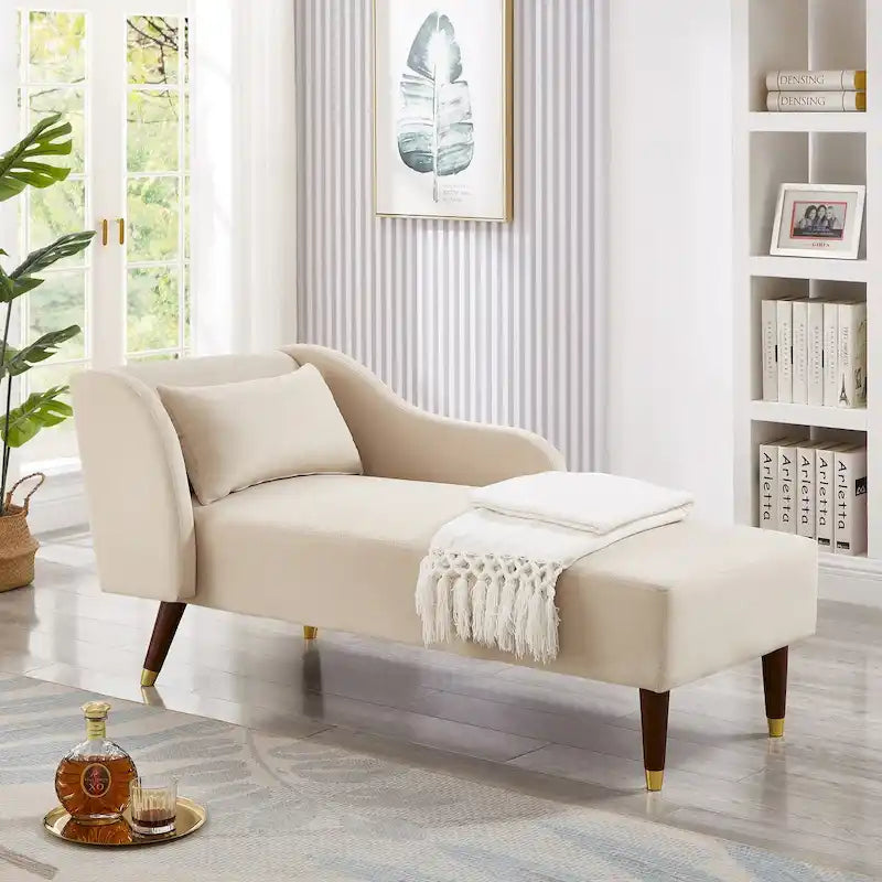 Chaise longue in velluto, sedile singolo – Arancione / Grigio / Beige