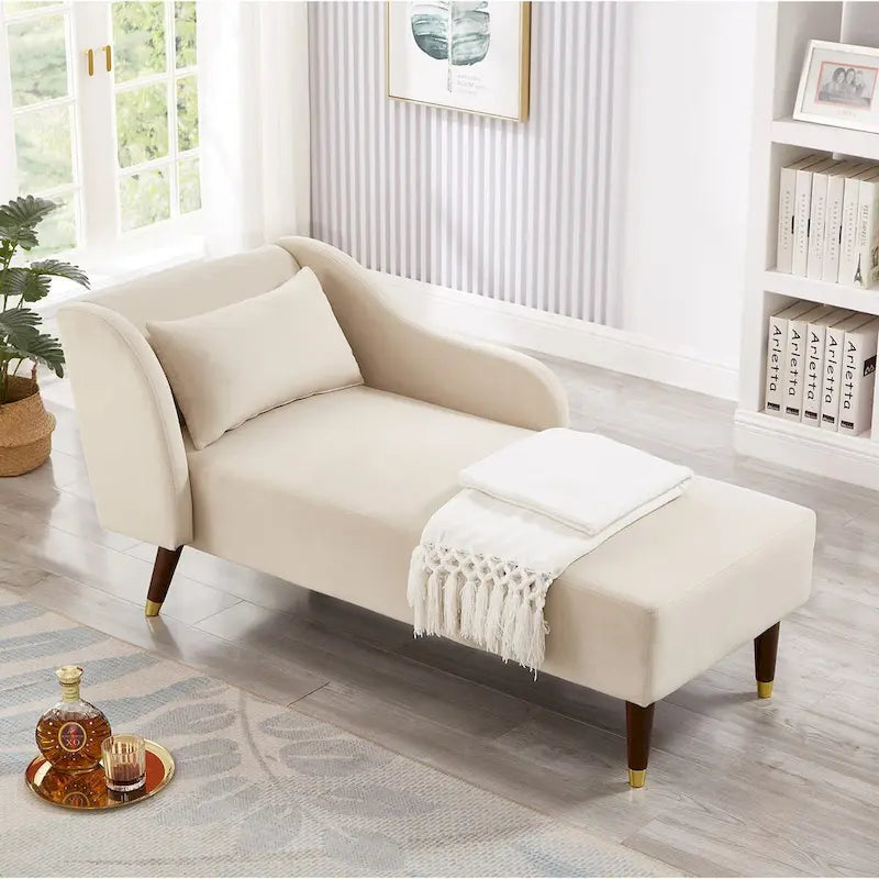Chaise longue in velluto, sedile singolo – Arancione / Grigio / Beige