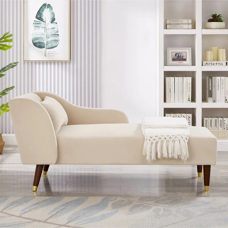 Chaise longue in velluto, sedile singolo – Arancione / Grigio / Beige