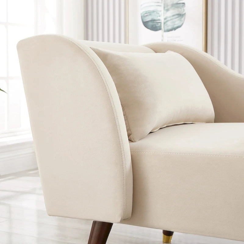 Chaise longue in velluto, sedile singolo – Arancione / Grigio / Beige