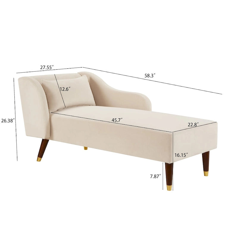 Chaise longue in velluto, sedile singolo – Arancione / Grigio / Beige