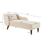 Chaise longue in velluto, sedile singolo – Arancione / Grigio / Beige