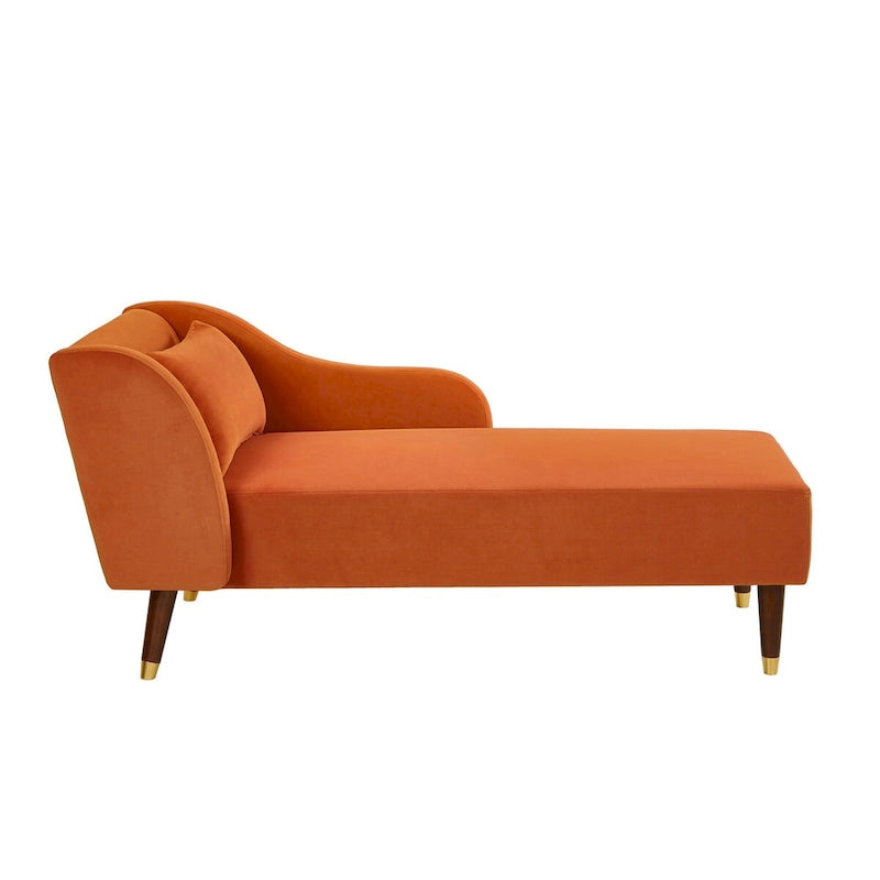 Chaise longue in velluto, sedile singolo – Arancione / Grigio / Beige