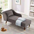 Chaise longue in velluto, sedile singolo – Arancione / Grigio / Beige
