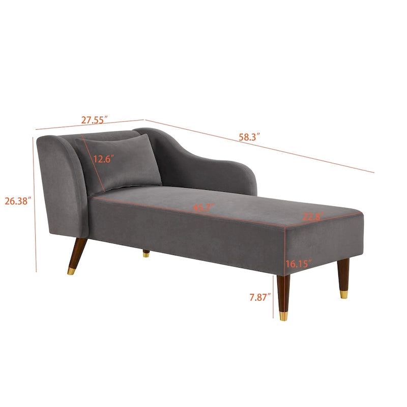 Chaise longue in velluto, sedile singolo – Arancione / Grigio / Beige