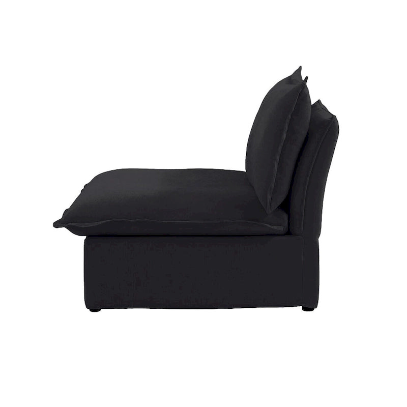 Divano Sezionale Modulare a U, in Lino, Colore Beige/Bianco/Nero, Posti 6-7