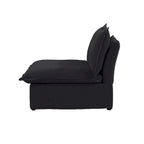Divano Sezionale Modulare a U, in Lino, Colore Beige/Bianco/Nero, Posti 6-7
