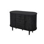 Mobiletto d'accento con ante a serrandina e 3 cassetti, colore naturale/nero – Assemblaggio per 1 persona