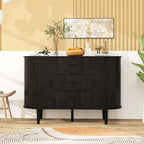 Mobiletto d'accento con ante a serrandina e 3 cassetti, colore naturale/nero – Assemblaggio per 1 persona