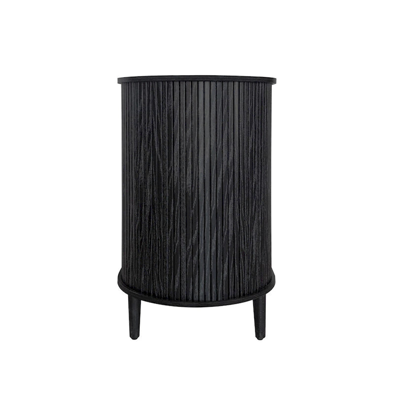 Mobiletto d'accento con ante a serrandina e 3 cassetti, colore naturale/nero – Assemblaggio per 1 persona