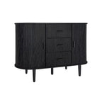 Mobiletto d'accento con ante a serrandina e 3 cassetti, colore naturale/nero – Assemblaggio per 1 persona