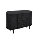 Mobiletto d'accento con ante a serrandina e 3 cassetti, colore naturale/nero – Assemblaggio per 1 persona
