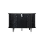 Mobiletto d'accento con ante a serrandina e 3 cassetti, colore naturale/nero – Assemblaggio per 1 persona