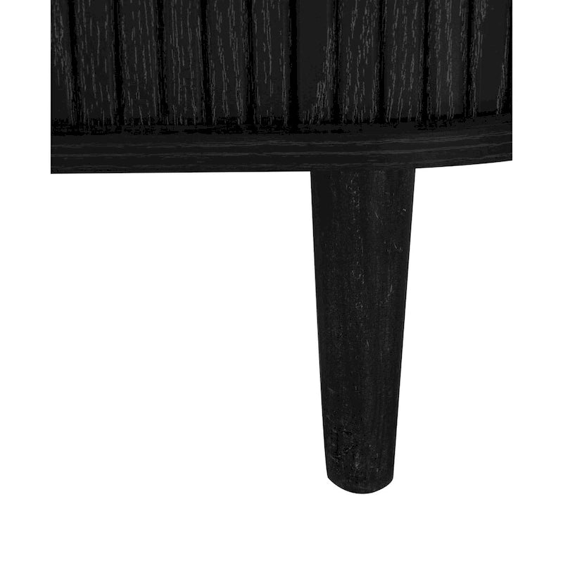 Mobiletto d'accento con ante a serrandina e 3 cassetti, colore naturale/nero – Assemblaggio per 1 persona