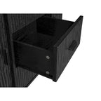 Mobiletto d'accento con ante a serrandina e 3 cassetti, colore naturale/nero – Assemblaggio per 1 persona