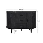 Mobiletto d'accento con ante a serrandina e 3 cassetti, colore naturale/nero – Assemblaggio per 1 persona