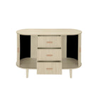 Mobiletto d'accento con ante a serrandina e 3 cassetti, colore naturale/nero – Assemblaggio per 1 persona