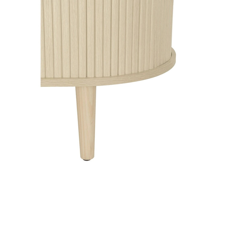 Mobiletto d'accento con ante a serrandina e 3 cassetti, colore naturale/nero – Assemblaggio per 1 persona