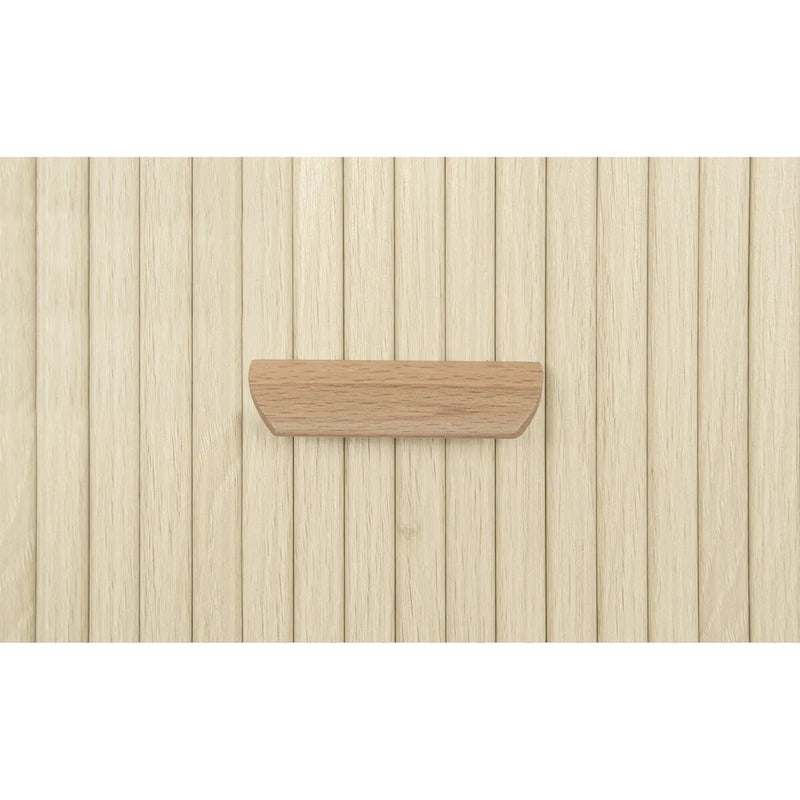 Mobiletto d'accento con ante a serrandina e 3 cassetti, colore naturale/nero – Assemblaggio per 1 persona