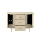 Mobiletto d'accento con ante a serrandina e 3 cassetti, colore naturale/nero – Assemblaggio per 1 persona