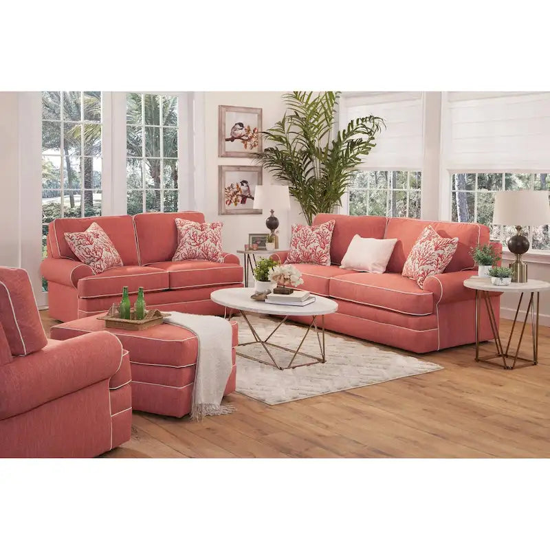 Divanetto a due posti con braccioli rotondi Orange Coral