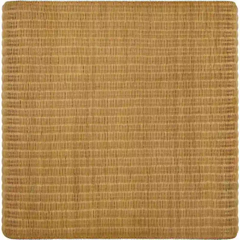 Tavolino da Caffè Rettangolare in Rattan Marrone, Top in Legno, Un Livello
