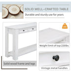 Tavolino consolle rustico blu scuro / marrone chiaro / bianco antico con 4 cassetti e ripiano inferiore, montaggio per 1 persona