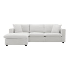 Divano componibile a L in poliestere nero/beige/marrone scuro/bianco con pouf, 3-4 posti