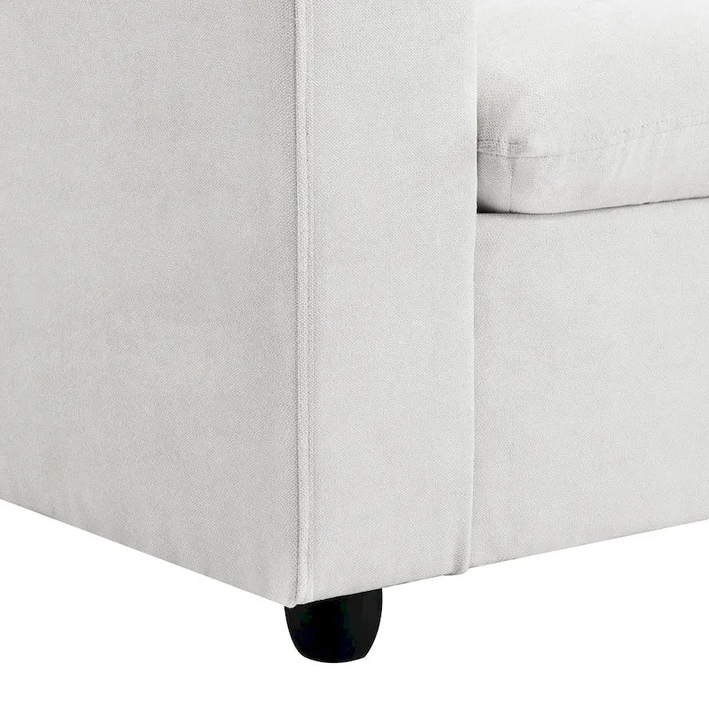 Divano componibile a L in poliestere nero/beige/marrone scuro/bianco con pouf, 3-4 posti