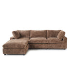 Divano componibile a L in poliestere nero/beige/marrone scuro/bianco con pouf, 3-4 posti